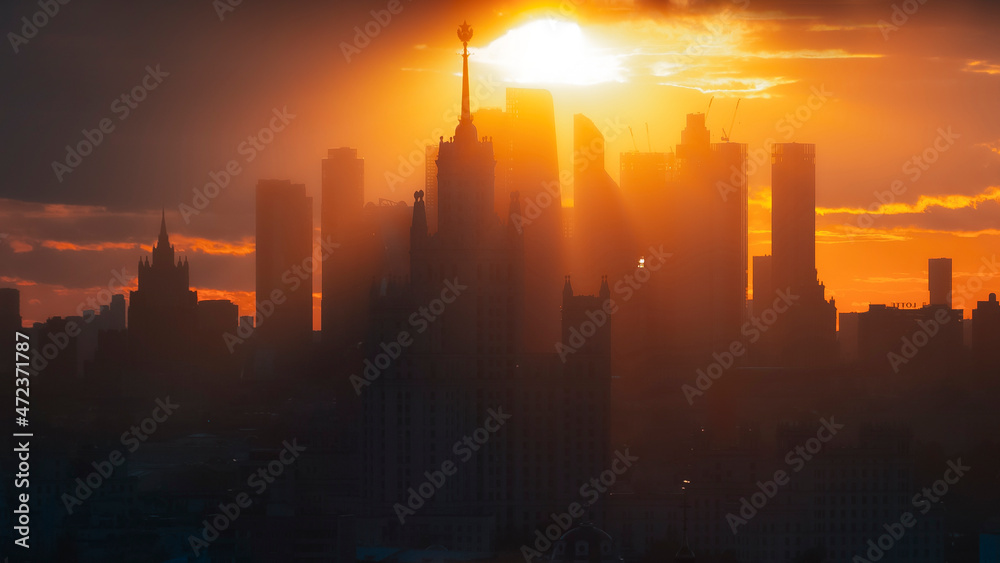 Sunset in Moscow city 2K