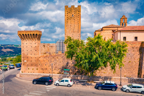 Fototapeta Naklejka Na Ścianę i Meble -  Wonderful summer view of historical place -Torri Montanare. Sunny morning cityscape of Lanciano town, Italy, Europe. Traveling concept background.