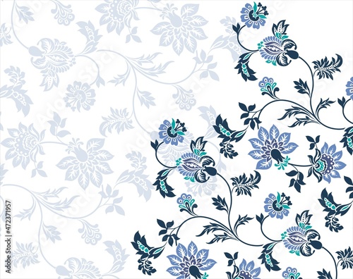 Colorful paisley floral pattern , textile swatch , India	