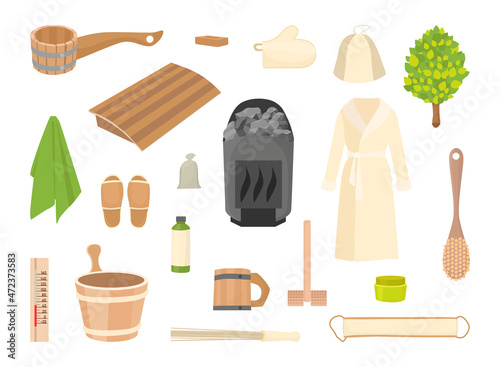 Set of accessories for baths and saunas.