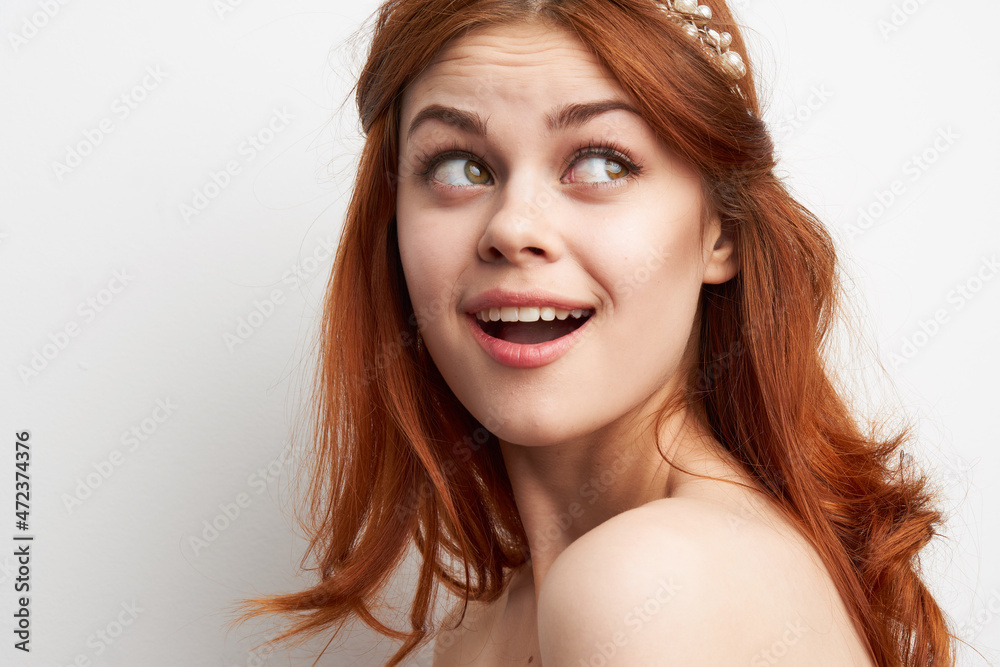 charming woman beautiful hairstyle smile close-up luxury charming woman beautiful hairstyle smile close-up luxury