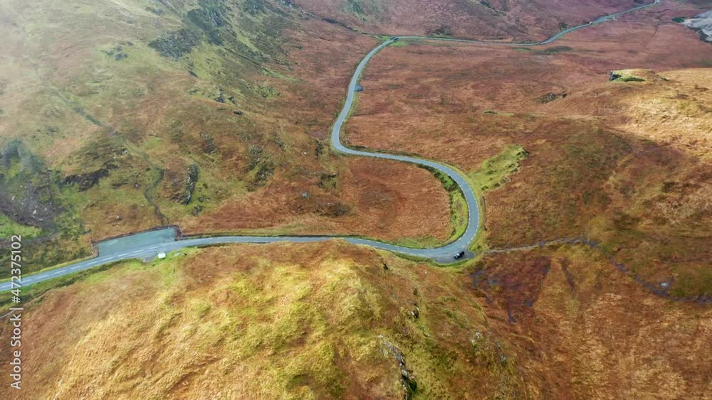 Aerial view of the R256 between Cnoc na Laragacha and the Muckish Mountain in County Donegal - Ireland Aerial view of the R256 between Cnoc na Laragacha and the Muckish Mountain in County Donegal - Ireland