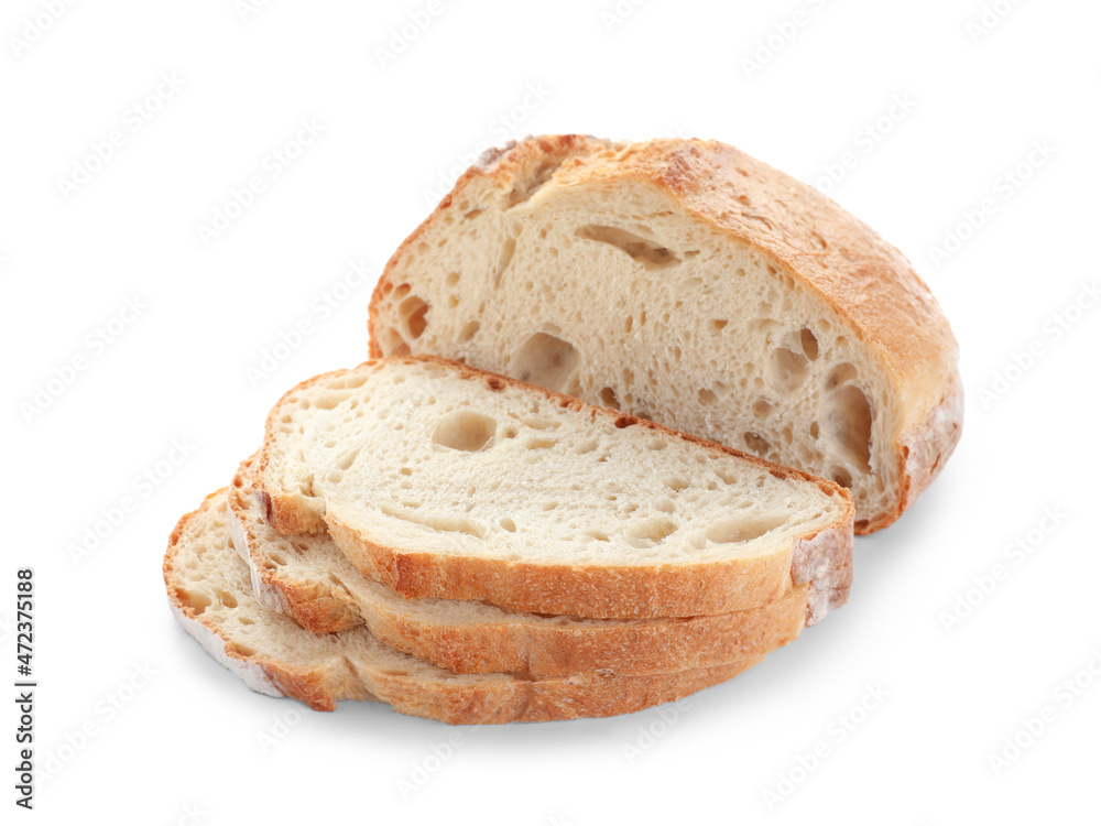 Freshly baked sodawater bread on white background