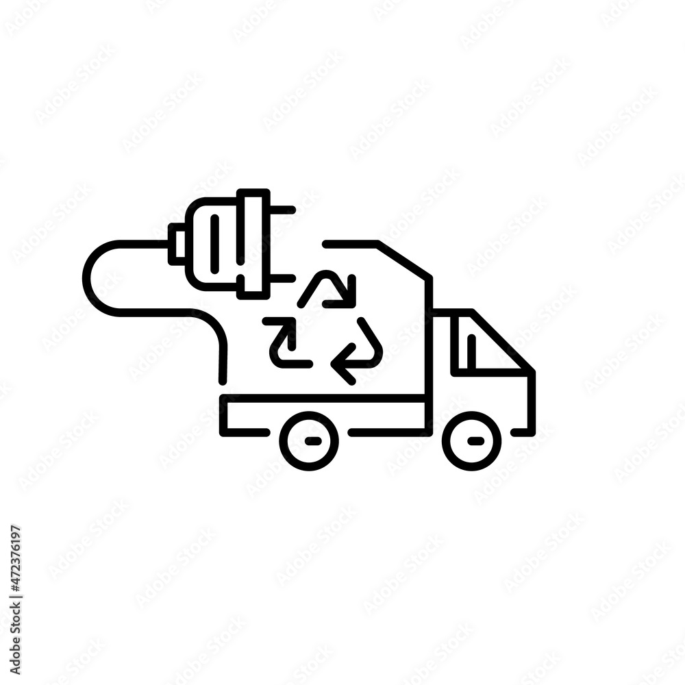 Green energy electric truck. Pixel perfect, editable stroke icon