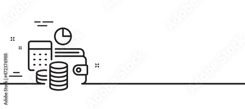 Budget accounting line icon. Finance management sign. Business economy symbol. Minimal line illustration background. Budget accounting line icon pattern banner. White web template concept. Vector