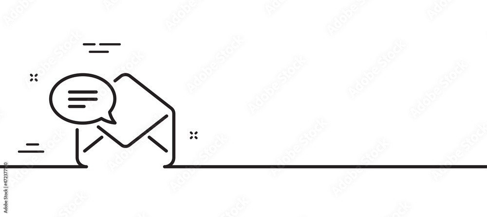 New Mail line icon. Message correspondence sign. E-mail symbol. Minimal line illustration background. New Mail line icon pattern banner. White web template concept. Vector
