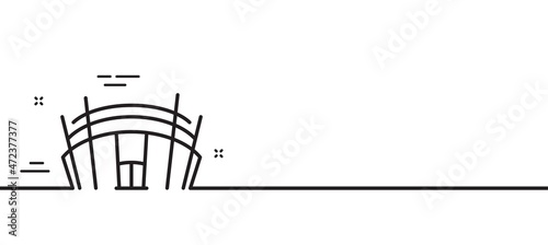 Arena stadium line icon. Sport complex sign. Championship building symbol. Minimal line illustration background. Arena stadium line icon pattern banner. White web template concept. Vector