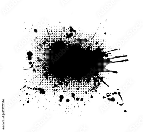 Paint stains black blotch background. Grunge Design Element. Brush Strokes. Vector illustration