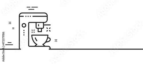 Coffee maker line icon. Tea machine sign. Hotel service symbol. Minimal line illustration background. Coffee maker line icon pattern banner. White web template concept. Vector
