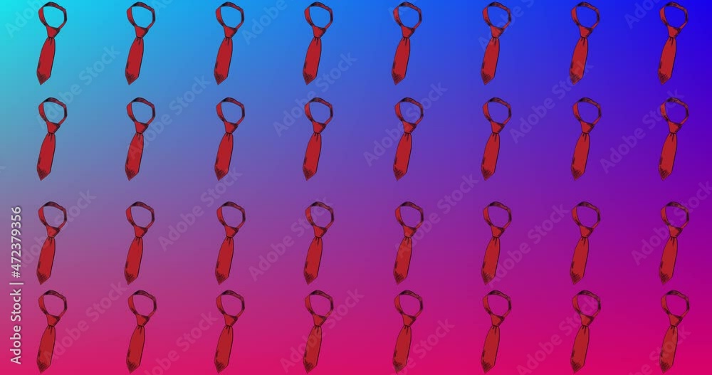 Animation of red neckties repeated on blue and pink background Animation of red neckties repeated on blue and pink background