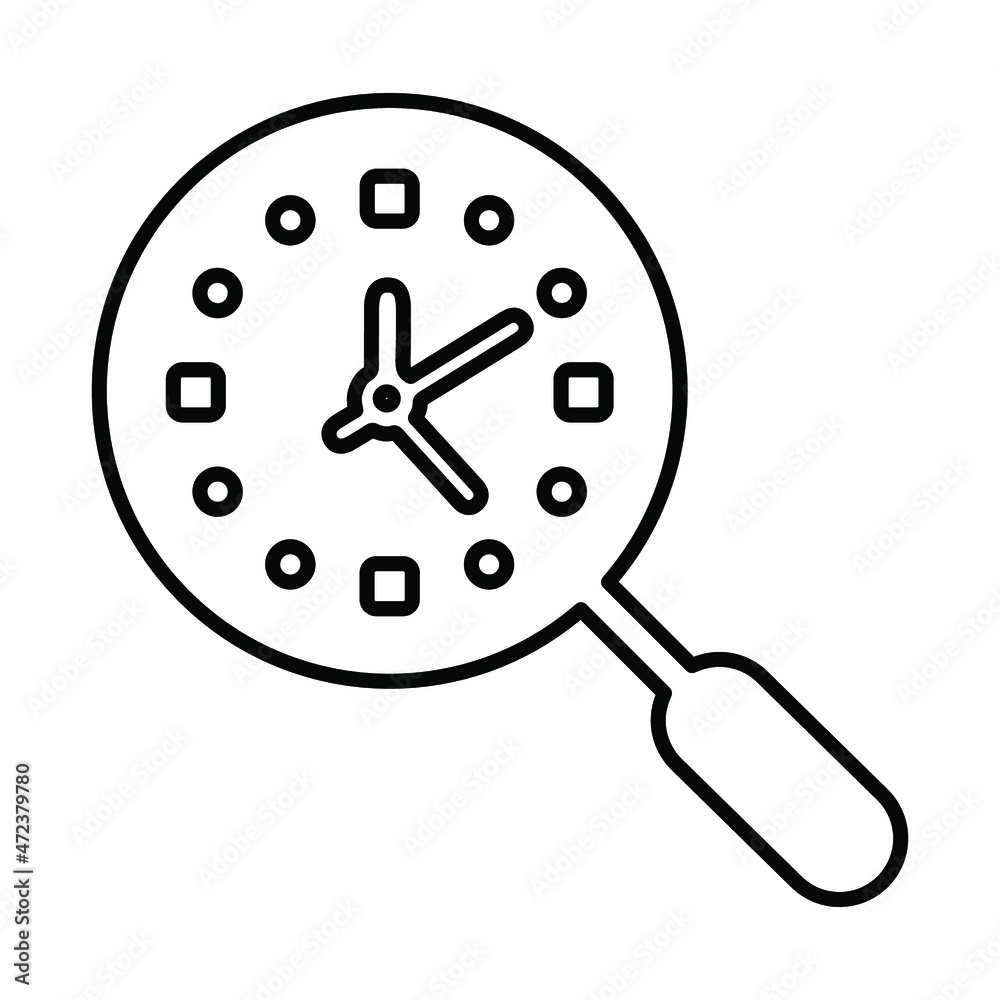 History, schedule, search, time outline icon. Line art sketch. History, schedule, search, time outline icon. Line art sketch.