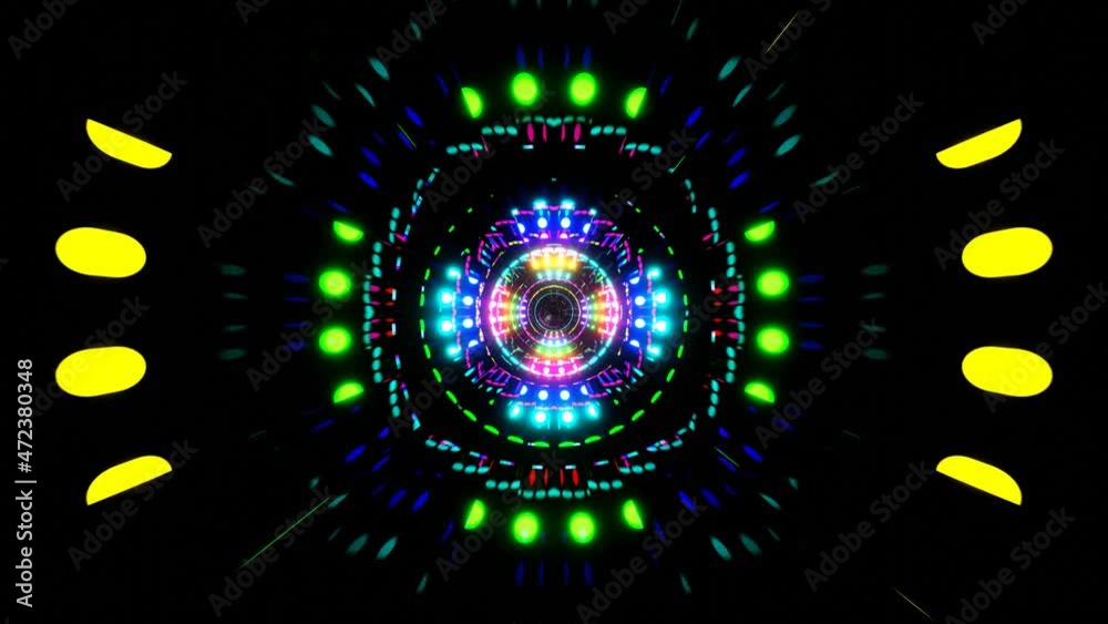 4K loop 3D animation. Abstract neon lines move in space. Seamless VJ ...