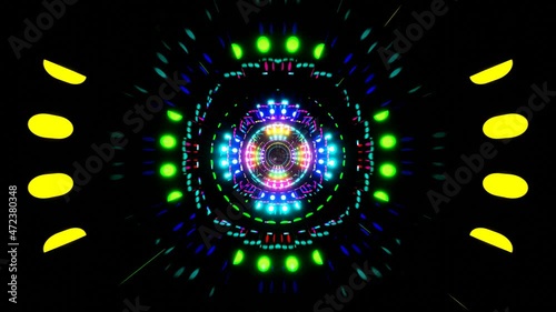 4K loop 3D animation. Abstract neon lines move in space. Seamless VJ loop for music videos, night clubs, audiovisual show and performance, LED screens and projection mapping