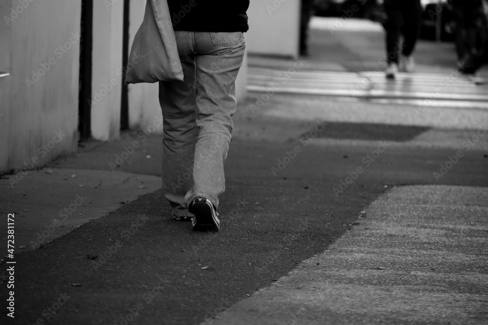 walk on the street black and white photography