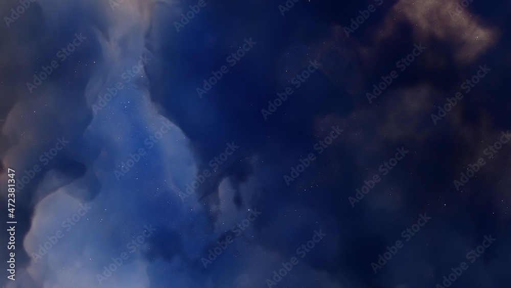 Obraz premium colorful space background with stars, nebula gas cloud in deep outer space, science fiction illustrarion 3d render 