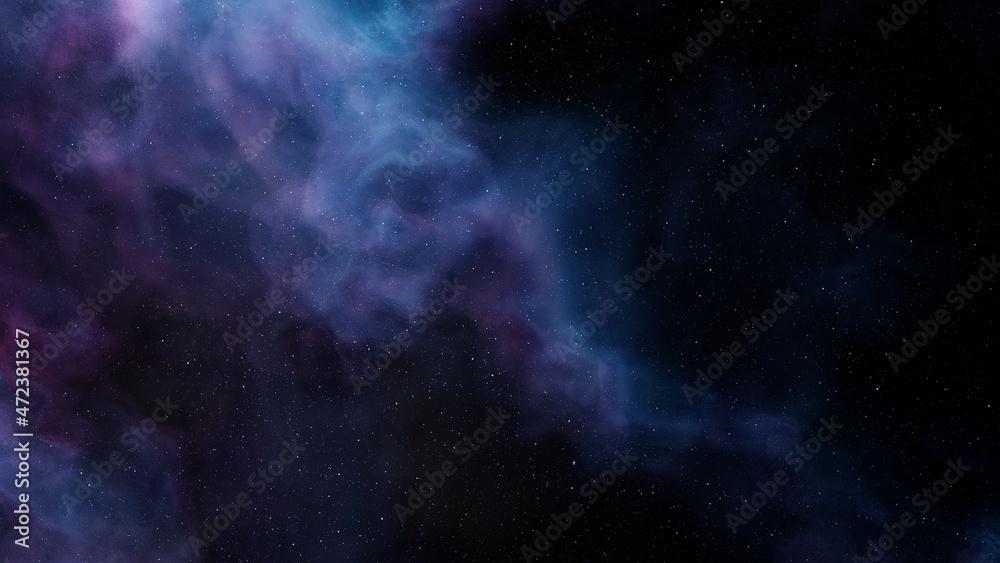 Obraz premium colorful space background with stars, nebula gas cloud in deep outer space, science fiction illustrarion 3d render 