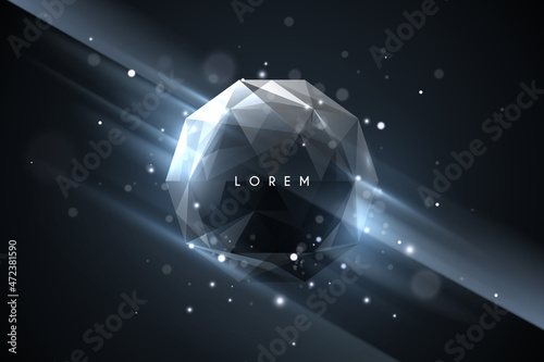 Abstract crystal shape with light effect