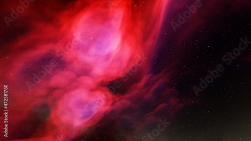 colorful space background with stars, nebula gas cloud in deep outer space, science fiction illustrarion 3d render 