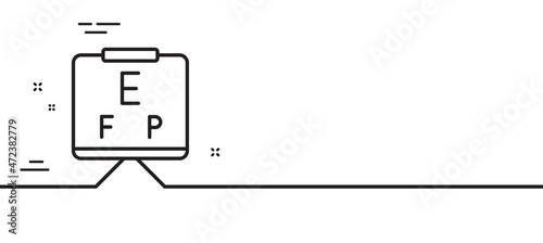 Vision board line icon. Oculist eye clinic sign. Optometry symbol. Minimal line illustration background. Vision board line icon pattern banner. White web template concept. Vector