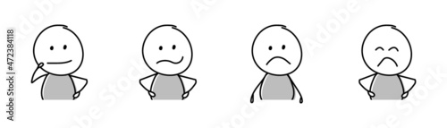 Caricature concept. Sad stickman. Vector.