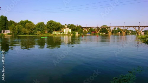 Merefa-Kherson Railway Bridge across the Dnieper River, Dnipro, Ukraine photo