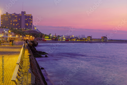Port compound, and the beach front skyline. Tel-Aviv