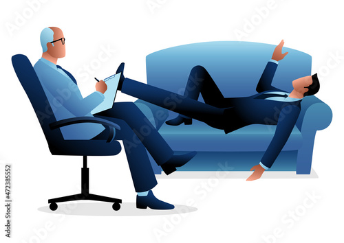 Businessman having a therapy with psychologist