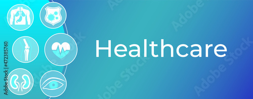 Modern Healthcare Banner Background Illustration with Cardiology, Ortopedics, Immunity Icons