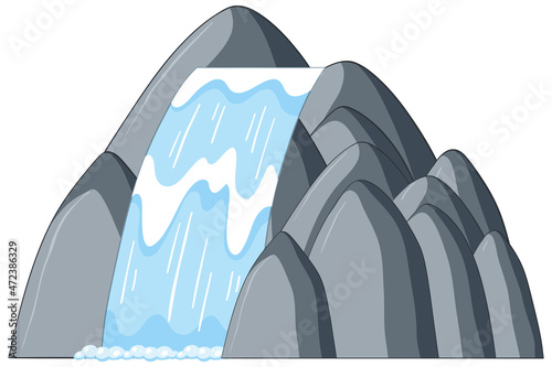 Isolated waterfall in cartoon style