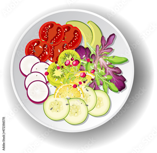 Healthy meal with fresh vegetable salad bowl