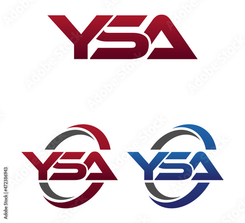 Modern 3 Letters Initial logo Vector Swoosh Red Blue YSA photo