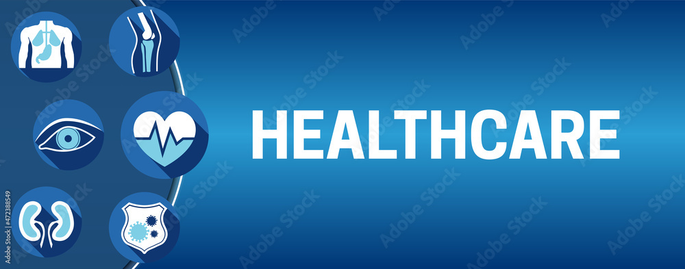 Naklejka premium Healthcare Banner Background Illustration with Flat Medical Icons