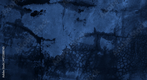 Rich blue and black background texture, Concrete cement texture for background blue color and design.