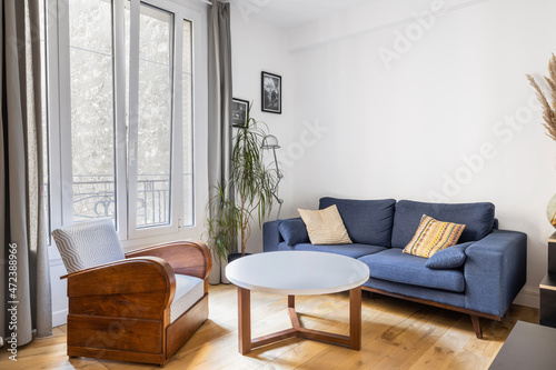Salon d'un appartement Parisien avec décoration moderne 