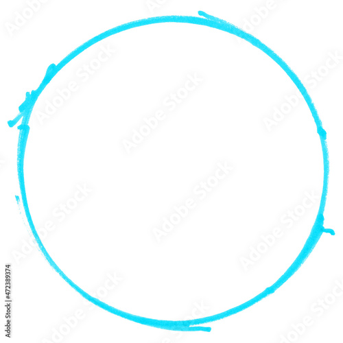 Hellblau blauer unordentlicher Kreis gemalt mit einem Stift