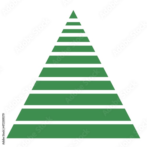 Abstract spruce. Green spruce. Pyramid. Infographics. Tree. Winter. Triangle.  White background
