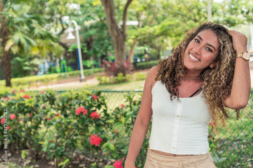 Portrait Of A Beautiful Mixed Race Woman On The Park Portrait Of A Beautiful Mixed Race Woman On The Park