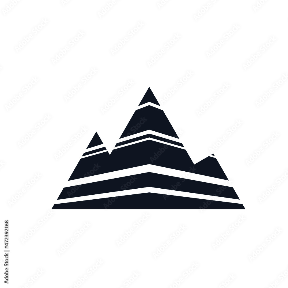 Mountain line stripe logo icon sign Pyramid peak symbol Identity emblem Travel agency concept Modern geometric trendy design Fashion print apparel greeting invitation card cover flyer poster banner ad