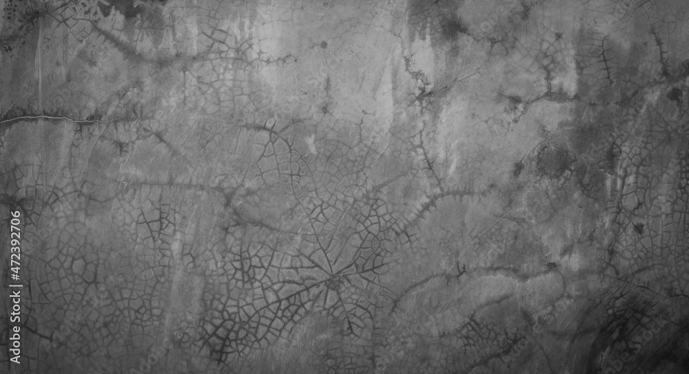 Naklejka premium Horizontal dark old cement wall for the background, Texture of a grungy black concrete wall as background.