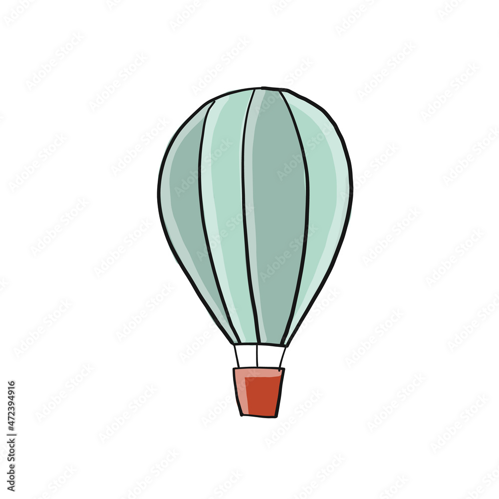 Hot Air Balloon isolated on white. Sketch for your design Hot Air Balloon isolated on white. Sketch for your design