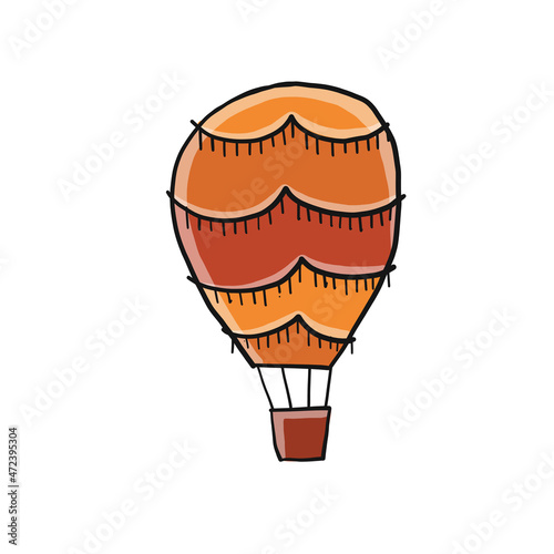 Hot Air Balloon isolated on white. Sketch for your design