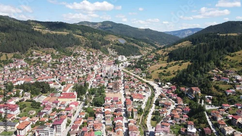 Aerial view of the famous Bulgarian ski resort Chepelare, Smolyan Region, Bulgaria photo