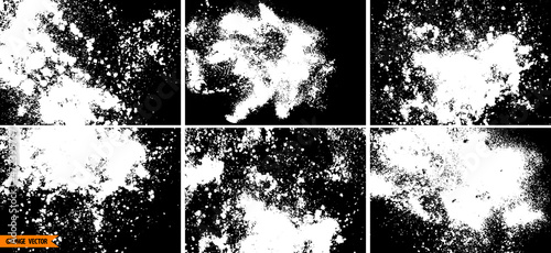 Grunge powder splash backgrounds set. Grunge splatter abstract backdrops. Powder explosion. Paint burst texture. Highly detailed grungy overlays.