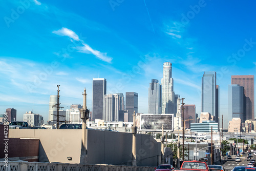 Traffic by downtown Los Angeles on a sunny day photo