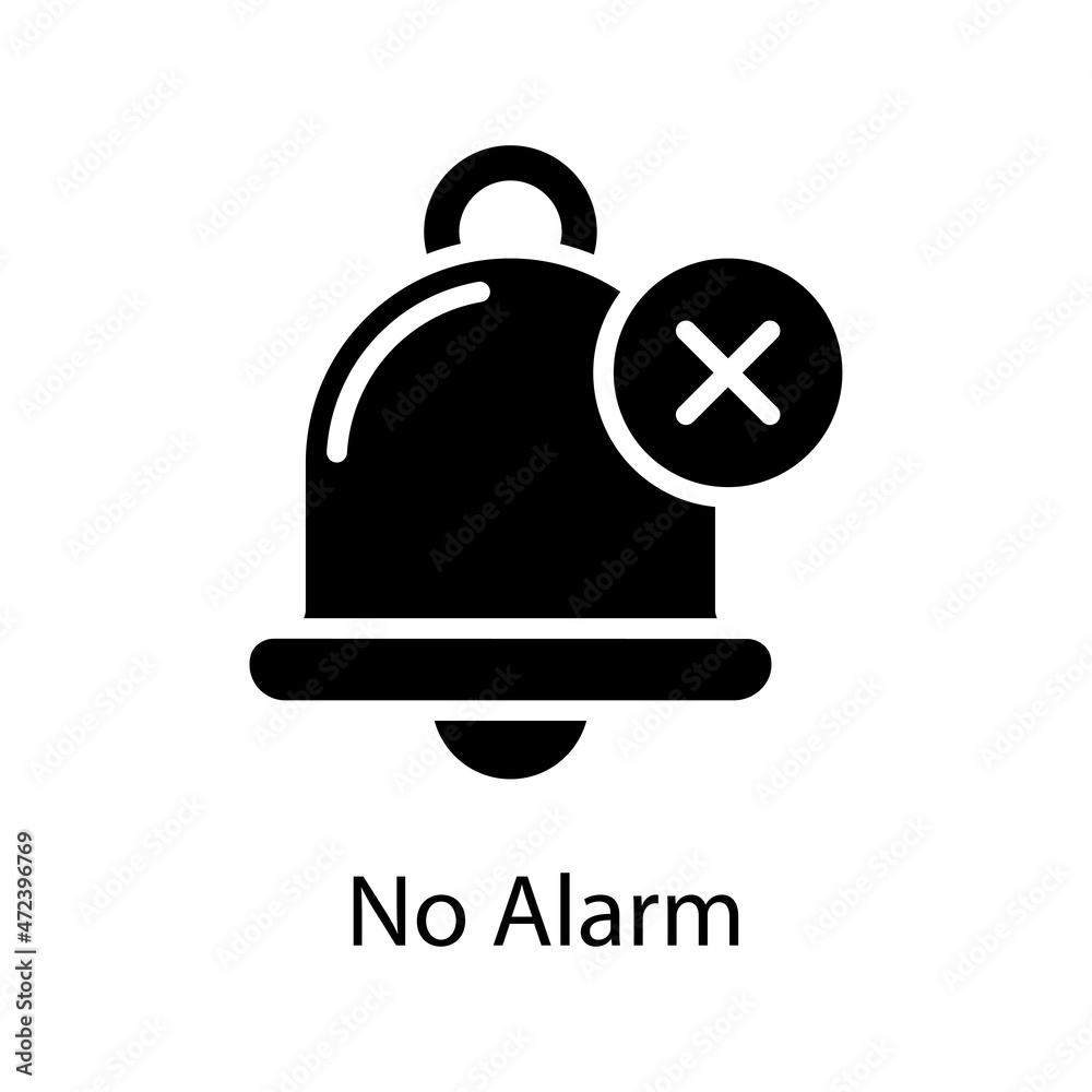No Alarm vector Solid Icon Design illustration. Web And Mobile Application Symbol on White background EPS 10 File