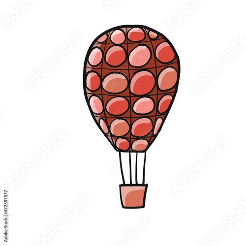 Hot Air Balloon isolated on white. Sketch for your design