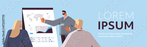 businessman presenting report for businesspeople at conference meeting business presentation concept
