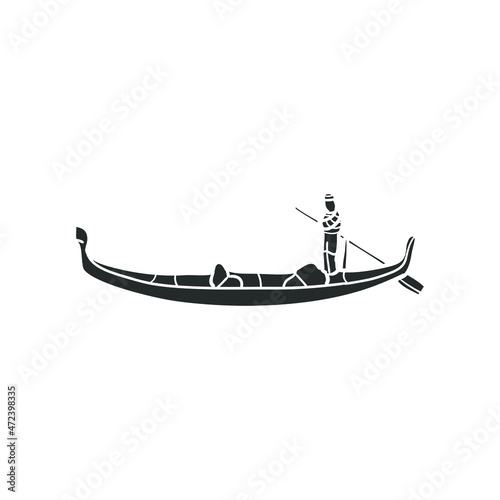 Gondola Icon Silhouette Illustration. Venice Boat Vector Graphic Pictogram Symbol Clip Art. Doodle Sketch Black Sign.