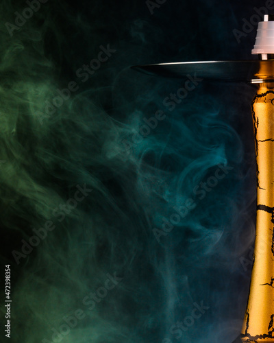 Black Background shisha with neon smoke
