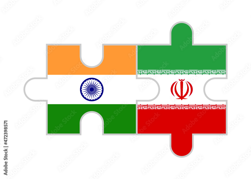 Fototapeta premium puzzle pieces of india and iran flags. vector illustration isolated on white background